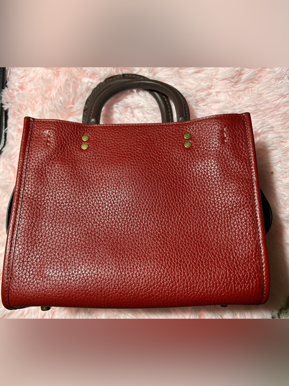 Coach Pebbled Leather Rogue 25 in Brick Red/Colorblock - Picture 3 of 11